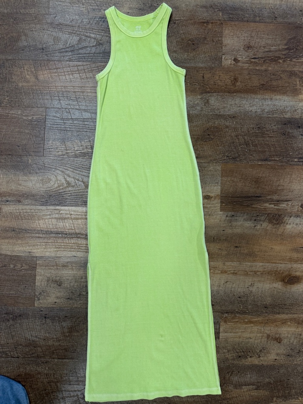 aerie Neon Green Ribbed Tank Maxi Dress